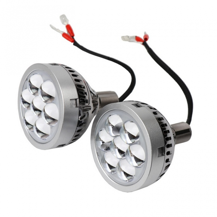 Set 2 proiectore LED 3" pentru faza lunga auto / moto cu lumina de zi DRL 35W, 12V, 3000Lm - i6 [5]