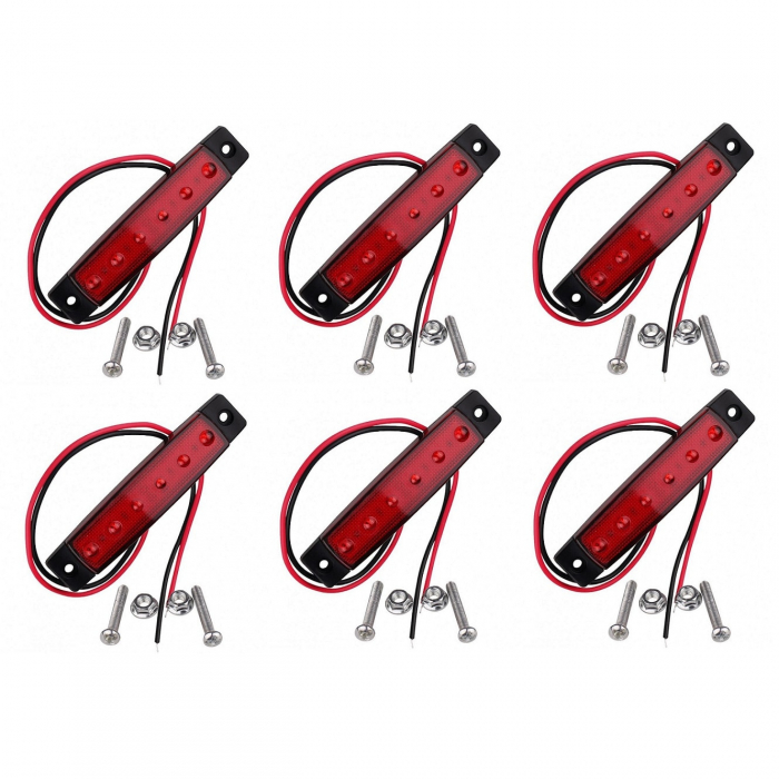 Set 6 Lampi gabarit auto cu LED 24V lumina Rosie LG-6SMD-24V-ROSU [5]