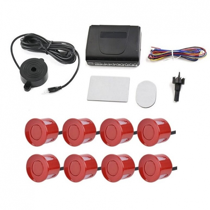 Set 8 senzori parcare Rosii fata spate cu avertizare sonora fara monitor S200-8-Red [2]