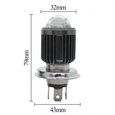 Proiectoare, Lampi & Leduri - Bec LED H4 pentru far moto, Atv, scuter, putere 15W, luminozitate 1200 Lm, 12V H4-15W