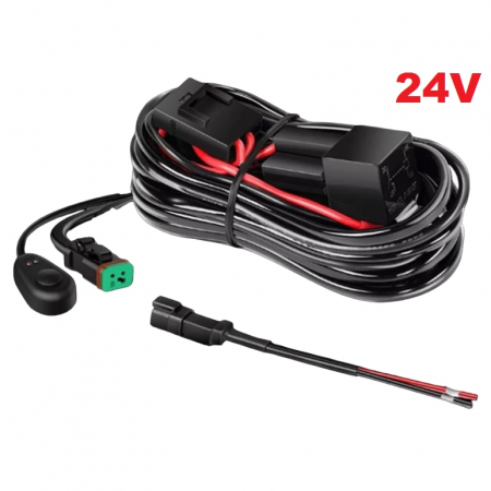 Accesorii si ornamente auto tuning - Cablaj cu buton si releu 24V pentru 1 proiector led/led bar pana la 288W - CAB03