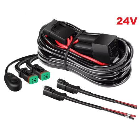 Accesorii si ornamente auto tuning - Cablaj cu buton si releu 24V pentru 2 proiectoare led/led bar pana la 288W - CAB04