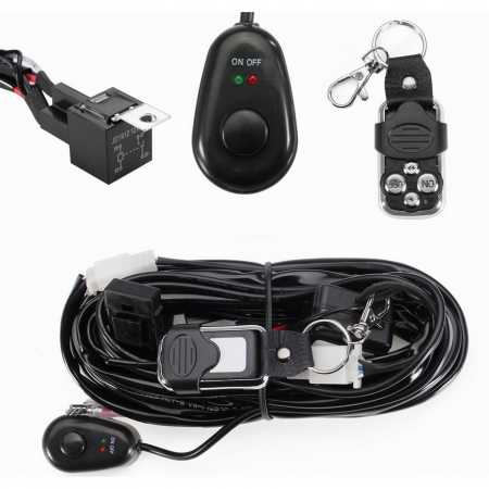 Accesorii si ornamente auto tuning - Cablaj cu telecomanda wireless si 24 jocuri de lumini pentru proiector led/led bar pana la 288W