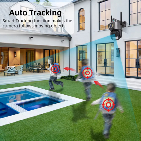 Camera de Supraveghere WIFI Pro 8MP, Ultra HD, Rotire 300°, Zoom 5X, Senzor de Miscare & Alarma, Comunicare Bidirectionala, LED-uri Nocturne, Exterior/Interior, Argintiu Premium [4]