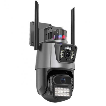 Camere de supraveghere - Camera de Supraveghere WIFI Pro 8MP, Ultra HD, Rotire 300°, Zoom 5X, Senzor de Miscare & Alarma, Comunicare Bidirectionala, LED-uri Nocturne, Exterior/Interior, Argintiu Premium