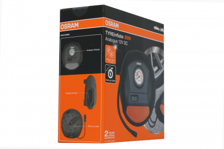 Compresor aer, auto, MinOsram OTI200, 5.5 bar, 12 V, manometru analog, adaptoare incluse [1]