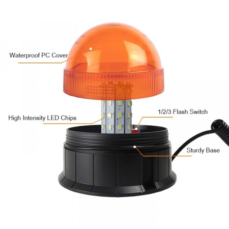 Girofar cu LED cu baza magnetica 12V-24V cu 3 functii WL014(F) [3]