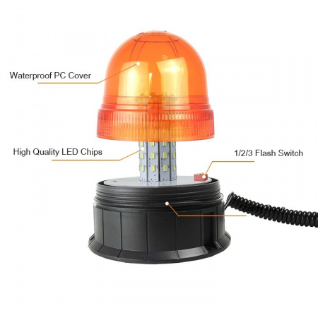 Girofar cu LED cu baza magnetica 12V-24V cu 3 functii WL014(G) [4]