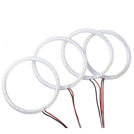 Proiectoare, Lampi & Leduri - Kit 4 Inele Angel Eyes LED SMD Canbus VW Golf 4 pentru farurile fara xenon din fabrica 2X90mm, 2X126mm