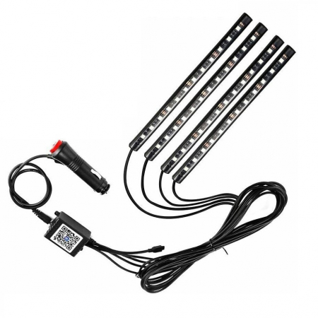 Kit 4 Lumini Ambientale RGB cu Aplicatie Telefon Bluetooth, 12V, 12 LED, 22 cm LAL-12 [2]