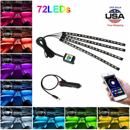Kit 4 Lumini Ambientale RGB cu Aplicatie Telefon Bluetooth, 12V, 18 LED, 32 cm LAL-18 [4]