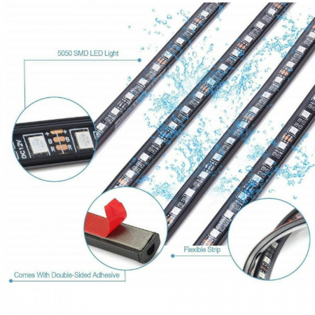 Kit 4 Lumini Ambientale RGB cu Aplicatie Telefon Bluetooth, 12V, 18 LED, 32 cm LAL-18 [2]