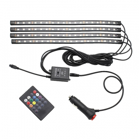 Kit 4 Lumini Ambientale RGB cu telecomanda, 12V, 18 LED, 32 cm LAL-18-Remote [1]