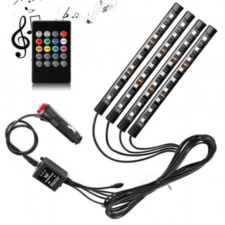 Kit 4 Lumini Ambientale RGB cu telecomanda, 12V, 9 LED, 17 cm LAL-9-remote [1]