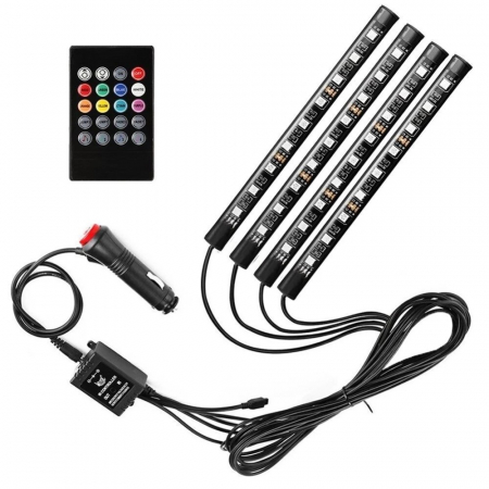 Kit 4 Lumini Ambientale RGB cu telecomanda, 12V, 12 LED, 22 cm LAL-12 [1]