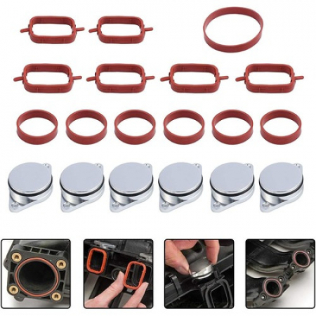 Kit 6 Dopuri 22mm Anulare Clapete Galerie Admisie, Compatibile BMW M47, Portabila, Rosu/Argintiu [3]
