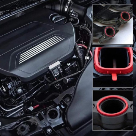 Piese auto - Kit 6 Dopuri 22mm Anulare Clapete Galerie Admisie, Compatibile BMW M47, Portabila, Rosu/Argintiu