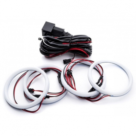 Kit Angel Eyes LED COTTON pentru BMW E46 Coupe/Cabrio cu Facelift 2003 - 2006, far cu lupa 4x106mm [4]