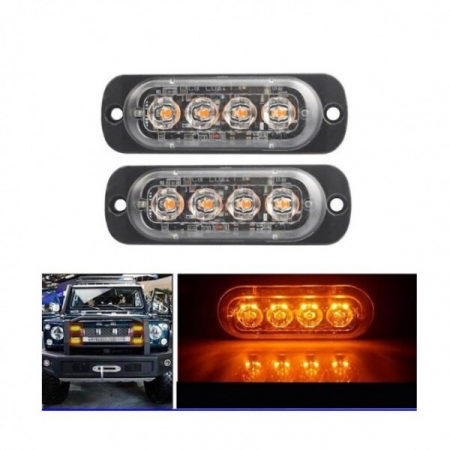Lampa Stroboscop de urgenta, avertizare lumina portocalie 12/24v cu 4 Led WL-52025T-4LED-portocaliu [2]