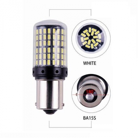 Led auto 1156 BA15S P21W 1156 Alb cu Canbus 144 SMD 3014 12V - BA15S-144SMD-3014 [1]