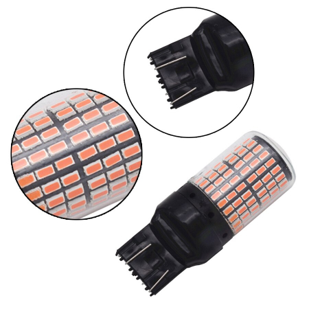 Led auto Canbus Portocaliu W21W/5W T20 7443 144 SMD 3014 12V T20 7443 - 144SMD-3014-AMBER [4]
