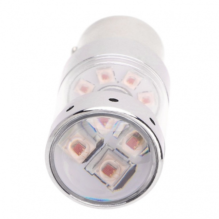 Becuri si sigurante auto - Led auto ROSU 60W P21/5W / BAZ15D Canbus cu leduri CREE - Fara polaritate