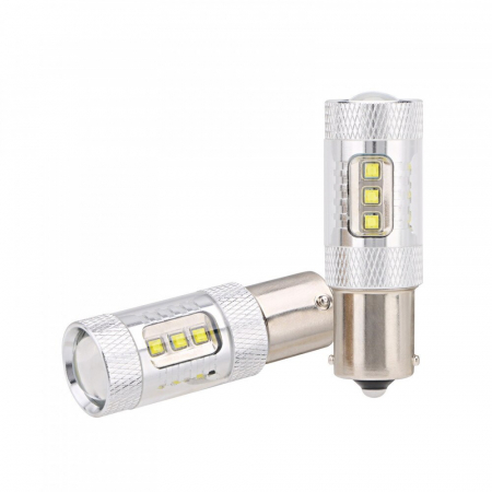 Led auto ROSU 80W BA15S / P21W, 12V-24V Canbus led CREE - BTLE1125C-BA15S-ROSU [2]
