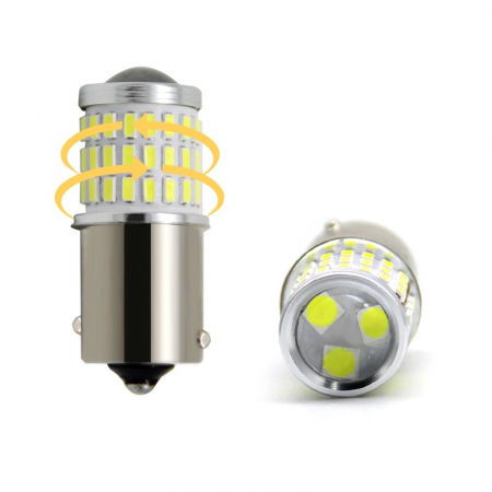 Becuri si sigurante auto - Led Auto Rosu BA15S P21W 12V, 24V cu 54 SMD 3014 9-50V BA15S-54SMD-3014-rosu