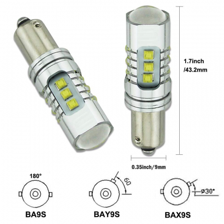Led auto ROSU H21W / BAY9S Canbus 80W 12-24V Leduri CREE - BTLE1116C-BAY9S-RED [2]