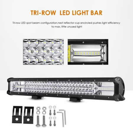 LED Bar Auto 324W, leduri pe 3 randuri, 12V-24V, 22680 Lumeni, 23,5"/59,7 cm, Combo Beam 12/60 Grade [3]