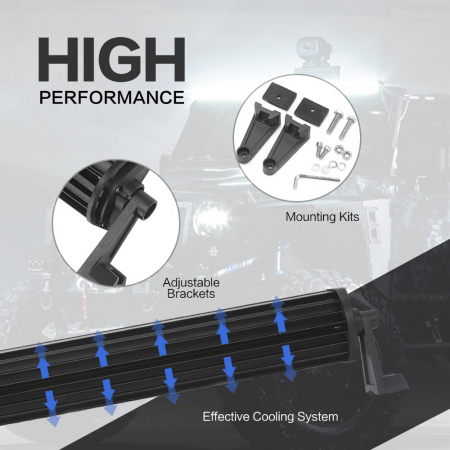 LED Bar Auto 702W, leduri pe 3 randuri, 12V-24V, 49140 Lumeni, 50"/127 cm, Combo Beam 12/60 Grade [4]