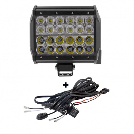 LED Bar Auto cu 2 faze (faza scurta/faza lunga) 72W/12V-24V, 6120 Lumeni, lungime 16,7 cm, Leduri CREE + Cablaj cu Releu si Buton On/Off [2]