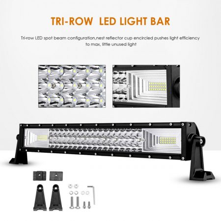 LED Bar Offroad 324W, leduri pe 3 randuri, 12V-24V, 22680 Lumeni, 21,5"/54,6 cm, Combo Beam 12/60 Grade [3]