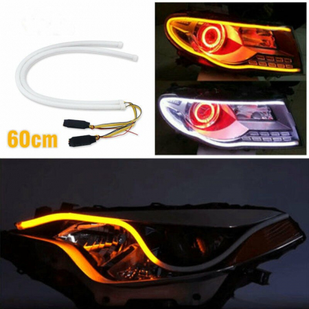 Set 2 x Lumini de zi cu semnalizare tip Tub Neon Flexibil 45 cm [2]