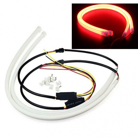 Set 2 Lumini Lampi spate Rosu si Galben cu semnalizare tip Neon Flexibil 60 cm DRL-60AG-FLOW-RED [3]