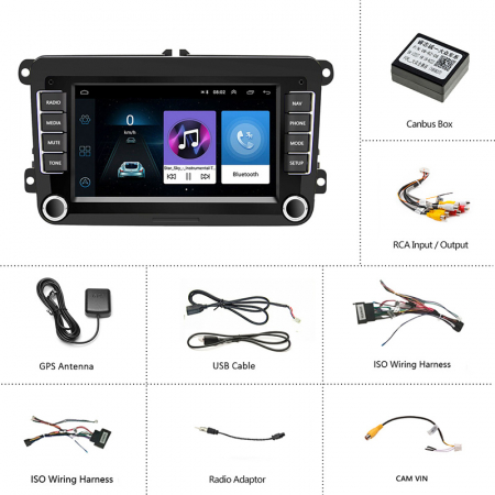 Navigatii GPS - Navigatie GPS Android VW Golf 5 6 Passat B6 B7 CC Tiguan Touaran Jetta Eos Polo Amarok , 7 inch , Internet , 4G , Aplicatii , Waze , Wi Fi , Usb , Bluetooth , Mirrorlink