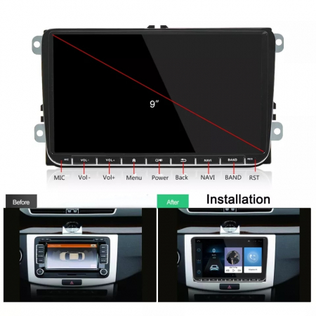 Navigatie GPS Android VW Passat B6, B7, Golf 5, 6, Touran, Polo, Jetta, WiFi, Bluetooth, Quad-Core A7 4 x 1.3GHz, 2 GB RAM, 32 GB ROM, CarPlay [8]
