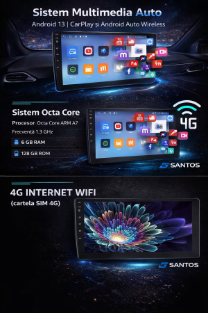 Navigatie Universala, Android 13, Octacore, 6GB RAM + 128GB ROM, 10.1 Inch [7]