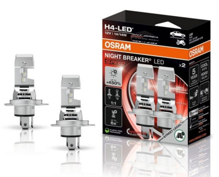 Becuri si sigurante auto - Osram H4 SPEED +450% NIGHT BREAKER LED 64193DWNBSP-2HB 6000K