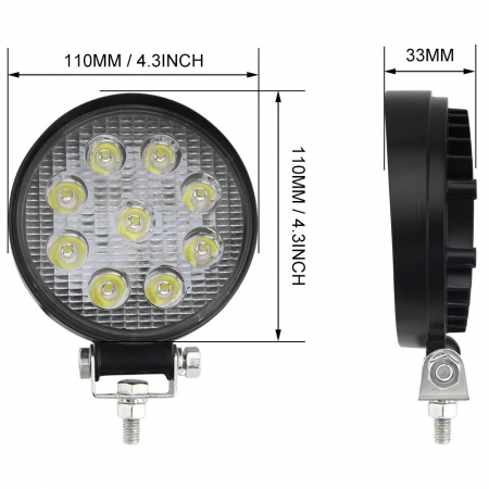 Proiector LED Auto Offroad 4D 27W/12V-24V, Rotund, Flood Beam 60 Grade, Slim [2]