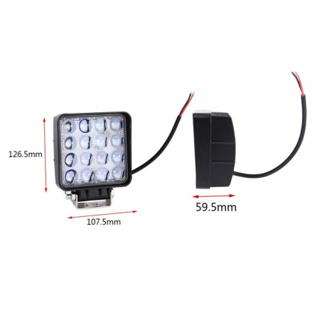 Proiector LED auto offroad 4D 48W/12V-24V, 3520 lumeni, patrat, flood beam 60° [3]