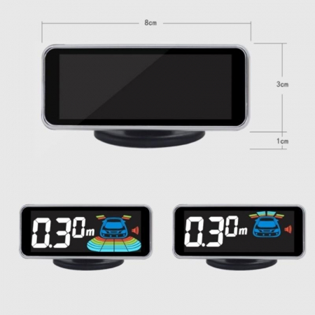 Alarme auto & Senzori de parcare - Senzori parcare fata spate cu temporizare cu 8 senzori si display LCD gri inchis