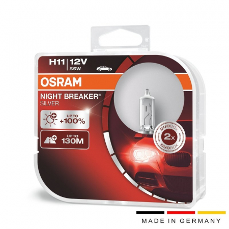 Set 2 becuri auto cu halogen Osram, H11, Night Breaker Silver, 100%, 12V, 55W [2]