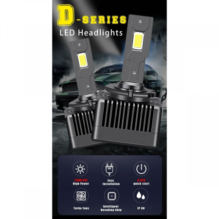 Set 2 Becuri auto LED Xenon, D1S, Plug&Play, Canbus, 6000K, 70 W [1]