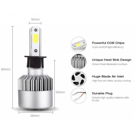 Set 2 Leduri H3 Canbus pentru far auto putere 72W, 6000K, luminozitate 8000 LUMENI, 12V-24V [3]