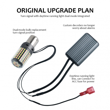 Set 2 Leduri PY21W BAU15S cu dubla culoare Semnalizare galbena + Lumina de zi alba - BAU15S-114SMD-3014-AMBER+WHITE [1]