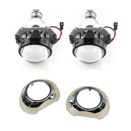 Set 2 lupe Bifazice Bixenon Biled Mini H1 3 inch, lungime 12cm, universale cu ornamente cromate Z109 incluse [5]