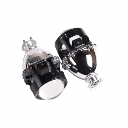 Set 2 lupe Bifazice Bixenon Biled cu angel eyes alb Mini H1 2.5", lungime 11.5cm, universale cu ornamente cromate Z113 incluse [1]