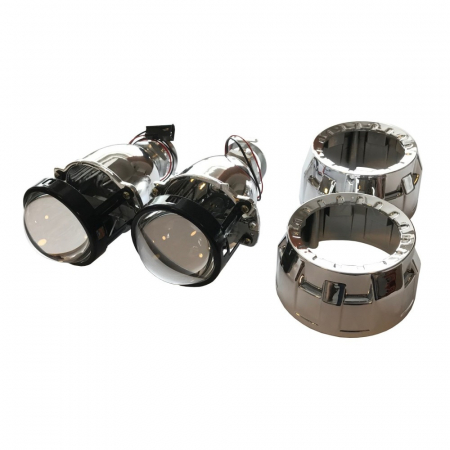 Becuri si sigurante auto - Set 2 Lupe Bifazice/Bixenon Mini H1 2,0" universale, cu ornamente incluse