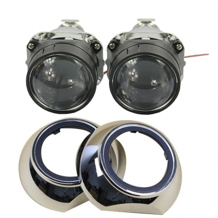 Set 2 lupe Bifazice/Bixenon Mini H1 2.5" pentru Skoda Octavia 2 cu ornamente Z114 incluse - pentru farul fara lupa din fabrica [3]
